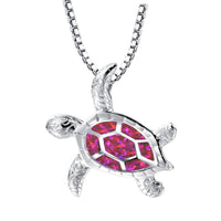 Collar con colgante de tortuga marina de ópalo azul relleno de plata de moda para mujer, regalo de joyería de playa de océano de boda Animal femenino