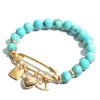 Natural Stone Beaded Safety Pin Charm Bracelets