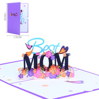 Tarjeta emergente del día de la madre con mariposas de colores