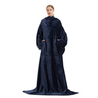 Winter Long Robes For Women Plush Coral Fleece Wearable Blanket Sofa Home Clothing
