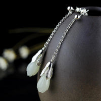 Lady Magnolia Flower Hetian Jade Earrings