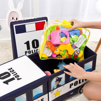 Tabouret de rangement pour coffre à jouets de police de camion de pompiers d'autobus scolaire