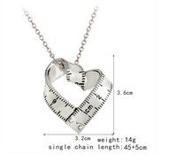 Measuring Tape Heart Pendant Necklace
