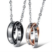 Collares con colgante de doble anillo de amor eterno