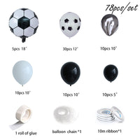 Diseño de escena, decoración de fondo, traje combinado de globo de látex de fútbol