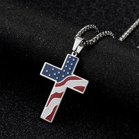 Pendentif Croix Drapeau Américain