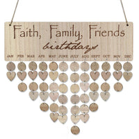 Pendentif calendrier d'anniversaire en bois