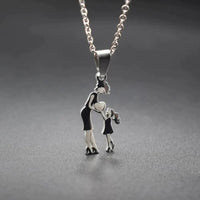 Collier mère et enfant en acier inoxydable, pendentif amour maman fils fille, cadeaux de famille