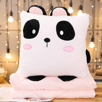 Couverture d'oreiller de voyage 2 en 1 en peluche d'animal de dessin animé