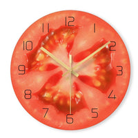 Horloge murale à quartz silencieuse aux fruits tranchés