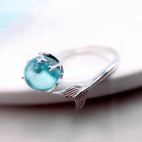 Bague queue de sirène en cristal bleu