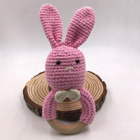 Knit Bunny Wooden Teether Ring