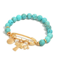 Natural Stone Beaded Safety Pin Charm Bracelets
