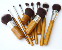 Poignée en bambou pinceau de maquillage pôle en bambou pinceaux de maquillage costume pôle en bambou avec sac de qualité supérieure