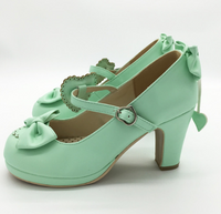 LINK Harajuku Lolita bombas charol tacones altos sólido pajarita mucama Cosplay zapatos suaves mujeres Mary Janes zapatos de noche