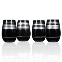 Cosmo Black And Silver 16.5 oz Stemless Wine Glasses (Set of 4)
