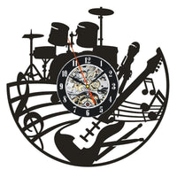 Horloge murale pour disque vinyle batterie et guitare