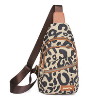 Sac de poitrine à bandoulière imprimé léopard avec prise casque, sac à dos à bandoulière pour femmes