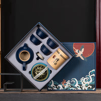 Juego de té de cerámica Kung Fu, conjunto con caja de regalo, regalo pequeño de negocios
