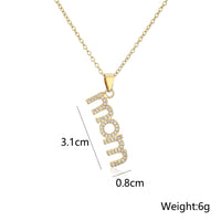 18K Copper Plated Zircon MOM Pendant Necklace
