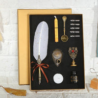 Vintage European Style Feather Pen Set
