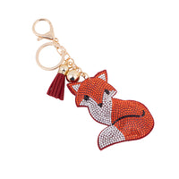 Bling Crystal Fox Tassel Keychain