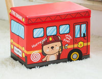 Tabouret de rangement pour coffre à jouets de police de camion de pompiers d'autobus scolaire