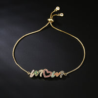 Pulsera de Oro Color Personalizado Circonio MOM Joyería Regalo