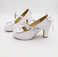 LINK Harajuku Lolita bombas charol tacones altos sólido pajarita mucama Cosplay zapatos suaves mujeres Mary Janes zapatos de noche