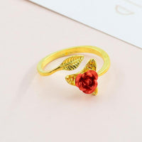 Red Rose Flower Adjustable Ring