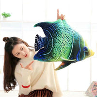 Oreillers décoratifs en peluche d'impression 3D de tortue de mer de poissons tropicaux
