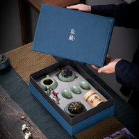Juego de té de cerámica Kung Fu, conjunto con caja de regalo, regalo pequeño de negocios