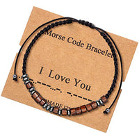 Pulsera de código Morse cuentas de madera de cálculo biliar negro