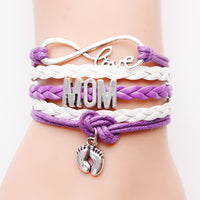 Bracelet de pied Infinite Love Mom tissé à la main