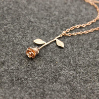 Long Stem Rose Pendant Necklace