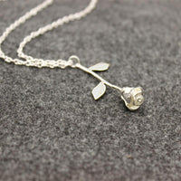 Long Stem Rose Pendant Necklace