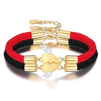 Bracelets de couple coeur aile d'ange