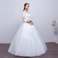 Lace Sleeve Full Skirt Wedding Dress