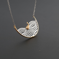 Collier en argent Sterling S925 pour femmes, fourniture directe d'usine, original, simple, motif d'eau creuse, petite baleine mobile