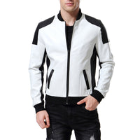 Abrigo de cuero con cuello alto a juego de colores