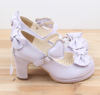 LINK Harajuku Lolita bombas charol tacones altos sólido pajarita mucama Cosplay zapatos suaves mujeres Mary Janes zapatos de noche