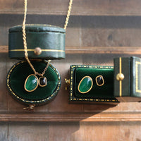 Ballena lluvia joyería verde negro ágata calcedonia irregular collar clavícula cadena anillo
