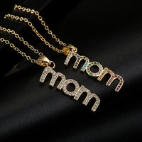 18K Copper Plated Zircon MOM Pendant Necklace
