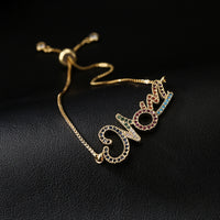 Pulsera de Oro Color Personalizado Circonio MOM Joyería Regalo