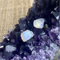 Boucles d'oreilles à tige en pierre de lune arc-en-ciel brute