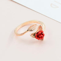 Red Rose Flower Adjustable Ring
