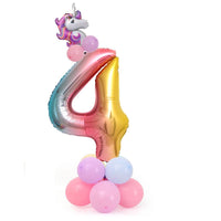 Unicorn Gradient Rainbow Number Balloons
