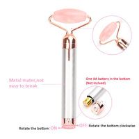 Rodillo facial de jade de cuarzo rosa natural vibrante eléctrico