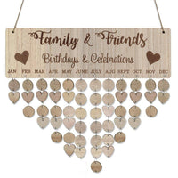 Pendentif calendrier d'anniversaire en bois