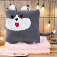Couverture d'oreiller de voyage 2 en 1 en peluche d'animal de dessin animé